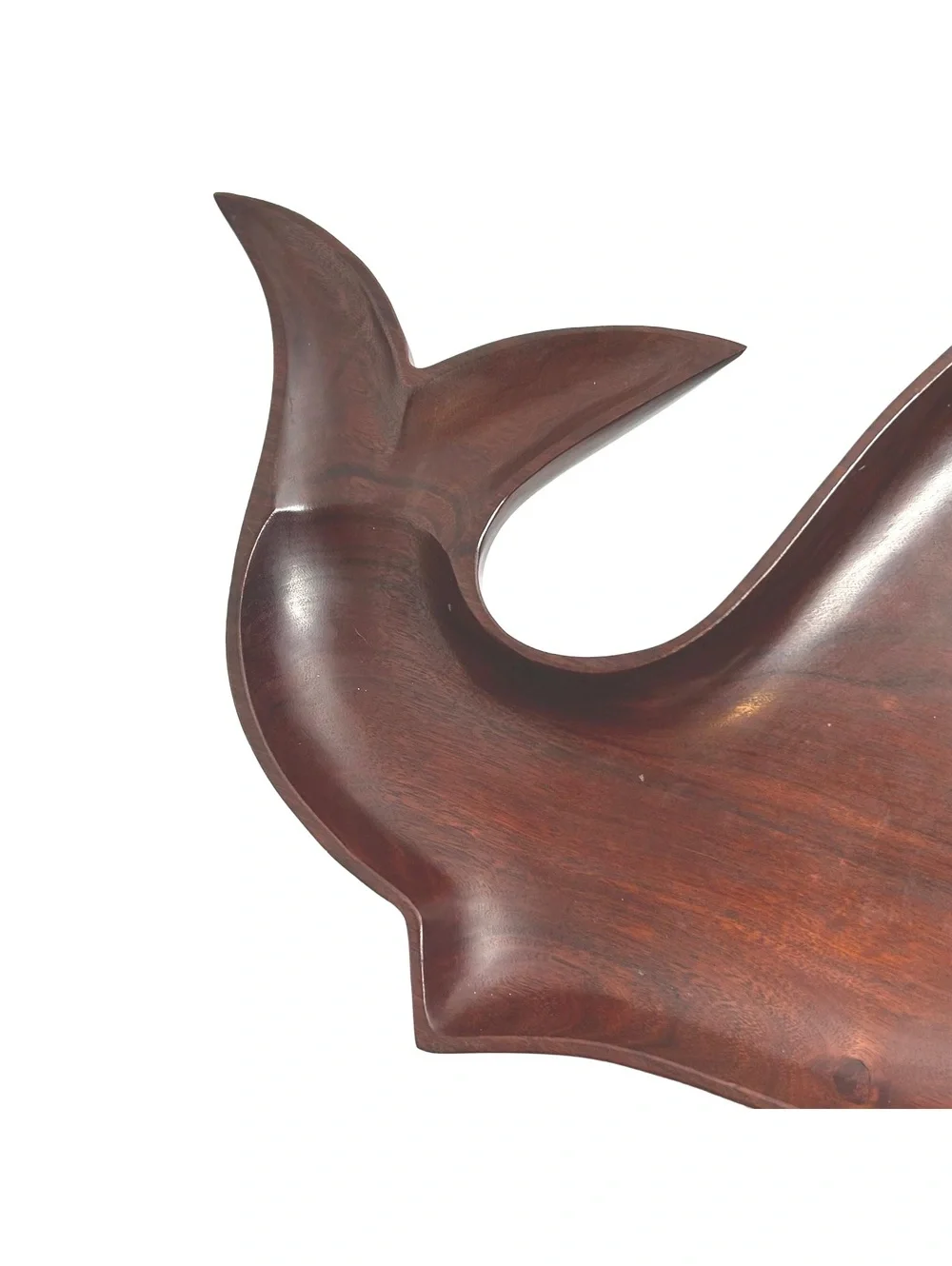 Vintage Mid-Century Modern Wooden Whale Shaped Serving Tray